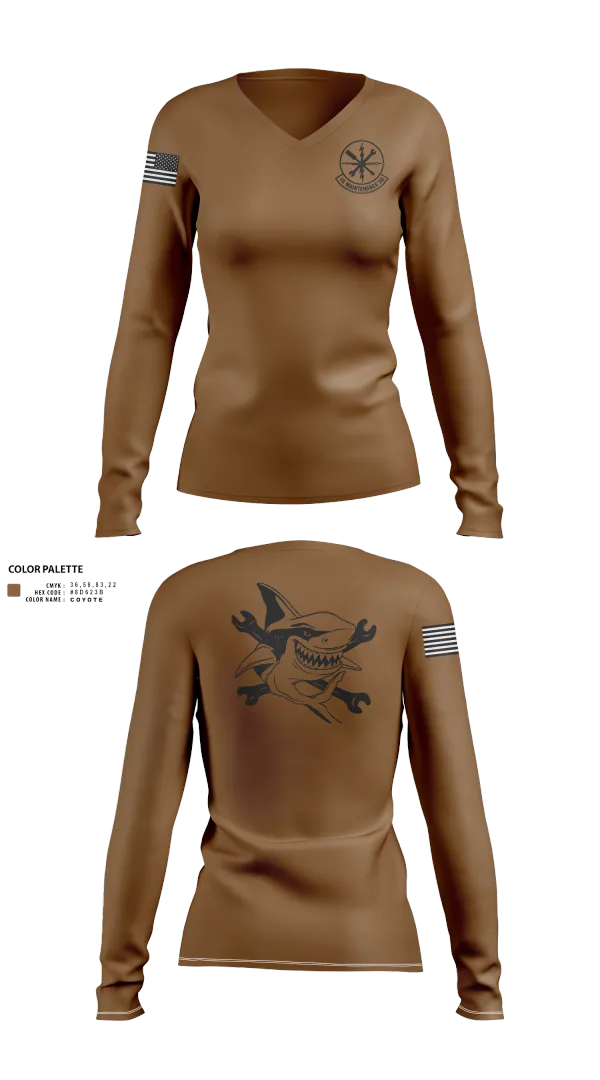 Womens Long Sleeve Vneck Shirt, 15 Maintenance Squadron, Air Force, Teamtime, Team time, sublimation, custom sports apparel, team uniforms, spirit wear, spiritwear, sports uniforms, custom shirts, team store, custom team store, fundraiser sports, apparel fundraiser