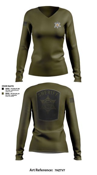 Womens Long Sleeve Vneck Shirt, Crawford county investigations bureau, Police, Teamtime, Team time, sublimation, custom sports apparel, team uniforms, spirit wear, spiritwear, sports uniforms, custom shirts, team store, custom team store, fundraiser sports, apparel fundraiser