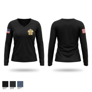 Womens Long Sleeve Vneck Shirt, Bland County Sheriff’s Office, Police, Teamtime, Team time, sublimation, custom sports apparel, team uniforms, spirit wear, spiritwear, sports uniforms, custom shirts, team store, custom team store, fundraiser sports, apparel fundraiser