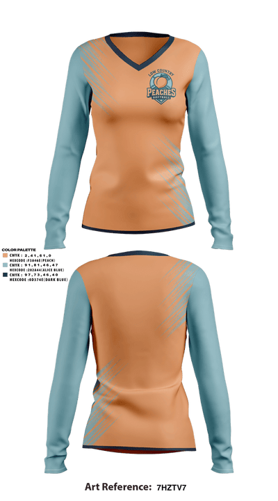 LowCountry Peaches 59318309 Women's Long Sleeve V-neck Shirt - 1