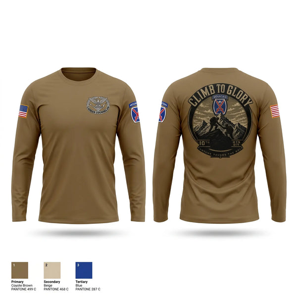 Long Sleeve Performance Shirt, 10th Mountain Division, Army, Teamtime, Team time, sublimation, custom sports apparel, team uniforms, spirit wear, spiritwear, sports uniforms, custom shirts, team store, custom team store, fundraiser sports, apparel fundraiser