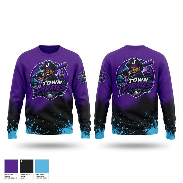 Crew Neck Sweatshirt, J-Town Pirates, Baseball, Teamtime, Team time, sublimation, custom sports apparel, team uniforms, spirit wear, spiritwear, sports uniforms, custom shirts, team store, custom team store, fundraiser sports, apparel fundraiser
