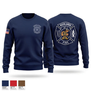 Crew Neck Sweatshirt, Richlands fire and rescue, Fire Department, Teamtime, Team time, sublimation, custom sports apparel, team uniforms, spirit wear, spiritwear, sports uniforms, custom shirts, team store, custom team store, fundraiser sports, apparel fundraiser