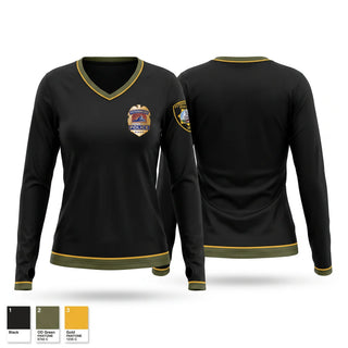 Womens Long Sleeve Vneck Shirt, 200 Bravo, Police, Teamtime, Team time, sublimation, custom sports apparel, team uniforms, spirit wear, spiritwear, sports uniforms, custom shirts, team store, custom team store, fundraiser sports, apparel fundraiser