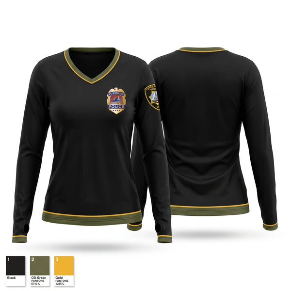 Womens Long Sleeve Vneck Shirt, 200 Bravo, Police, Teamtime, Team time, sublimation, custom sports apparel, team uniforms, spirit wear, spiritwear, sports uniforms, custom shirts, team store, custom team store, fundraiser sports, apparel fundraiser