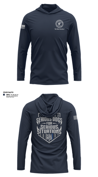 Long Sleeve Hooded Sun Shirt, NYPD ESU K9, Police, Teamtime, Team time, sublimation, custom sports apparel, team uniforms, spirit wear, spiritwear, sports uniforms, custom shirts, team store, custom team store, fundraiser sports, apparel fundraiser