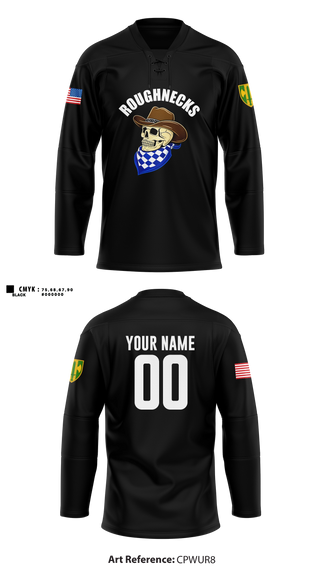 Hockey Jersey, ROUGHNECKS- HHC, 18 MP BDE, Army, Teamtime, Team time, sublimation, custom sports apparel, team uniforms, spirit wear, spiritwear, sports uniforms, custom shirts, team store, custom team store, fundraiser sports, apparel fundraiser