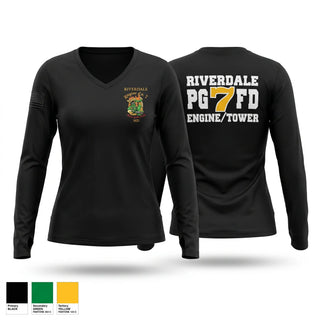 Womens Long Sleeve Vneck Shirt, RIVERDALE FIRE DEPARTMENT, Fire Department, Teamtime, Team time, sublimation, custom sports apparel, team uniforms, spirit wear, spiritwear, sports uniforms, custom shirts, team store, custom team store, fundraiser sports, apparel fundraiser