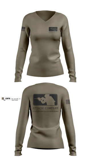 Womens Long Sleeve Vneck Shirt, Attack Company, Army, Teamtime, Team time, sublimation, custom sports apparel, team uniforms, spirit wear, spiritwear, sports uniforms, custom shirts, team store, custom team store, fundraiser sports, apparel fundraiser