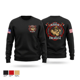 Crew Neck Sweatshirt, Oldsmar Fire Rescue, Fire Department, Teamtime, Team time, sublimation, custom sports apparel, team uniforms, spirit wear, spiritwear, sports uniforms, custom shirts, team store, custom team store, fundraiser sports, apparel fundraiser