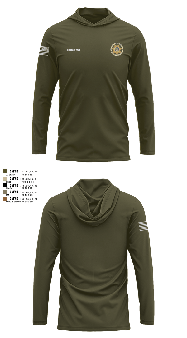 Long Sleeve Performance Shirt with hood, Bollinger County Sheriff’s Office, Police, Teamtime, Team time, sublimation, custom sports apparel, team uniforms, spirit wear, spiritwear, sports uniforms, custom shirts, team store, custom team store, fundraiser sports, apparel fundraiser