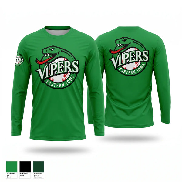 Long Sleeve Performance Shirt, Eastern Iowa Vipers, Baseball, Teamtime, Team time, sublimation, custom sports apparel, team uniforms, spirit wear, spiritwear, sports uniforms, custom shirts, team store, custom team store, fundraiser sports, apparel fundraiser