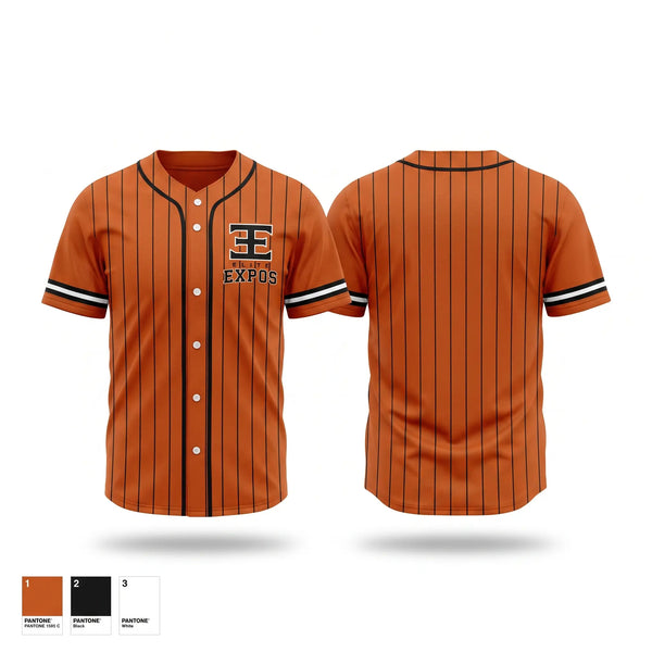 Full Button Baseball Jersey, Elite Expos, Baseball, Teamtime, Team time, sublimation, custom sports apparel, team uniforms, spirit wear, spiritwear, sports uniforms, custom shirts, team store, custom team store, fundraiser sports, apparel fundraiser