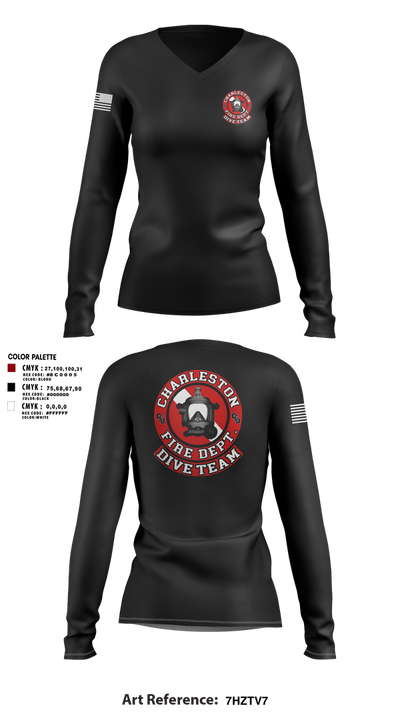 Charleston Fire Dept Dive Team 94862858 Women's Long Sleeve V-neck Shirt - 2