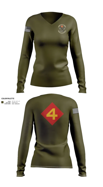 14th Marine regiment 4th Marine corps division 57481844 Women's Long Sleeve V-neck Shirt - 102