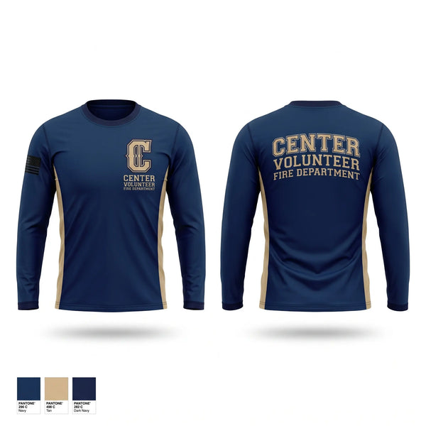 Long Sleeve Performance Shirt, Center volunteer Fire department, Fire Department, Teamtime, Team time, sublimation, custom sports apparel, team uniforms, spirit wear, spiritwear, sports uniforms, custom shirts, team store, custom team store, fundraiser sports, apparel fundraiser
