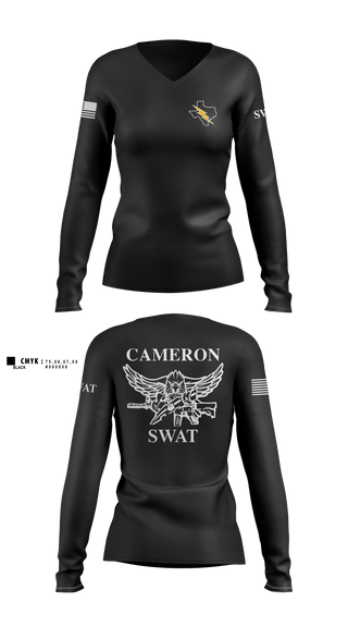 Womens Long Sleeve Vneck Shirt, Cameron County Sheriff’s Office SWAT Team, Police, Teamtime, Team time, sublimation, custom sports apparel, team uniforms, spirit wear, spiritwear, sports uniforms, custom shirts, team store, custom team store, fundraiser sports, apparel fundraiser