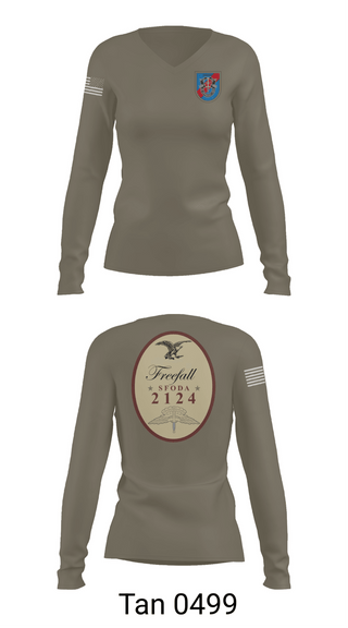 Womens Long Sleeve Vneck Shirt, ODA 2124, Army, Teamtime, Team time, sublimation, custom sports apparel, team uniforms, spirit wear, spiritwear, sports uniforms, custom shirts, team store, custom team store, fundraiser sports, apparel fundraiser