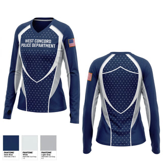 Womens Long Sleeve Vneck Shirt, West Concord Police Department, Police, Teamtime, Team time, sublimation, custom sports apparel, team uniforms, spirit wear, spiritwear, sports uniforms, custom shirts, team store, custom team store, fundraiser sports, apparel fundraiser