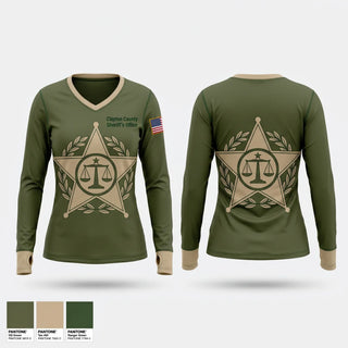 Womens Long Sleeve Vneck Shirt, Clayton County Sheriff’s Office, Police, Teamtime, Team time, sublimation, custom sports apparel, team uniforms, spirit wear, spiritwear, sports uniforms, custom shirts, team store, custom team store, fundraiser sports, apparel fundraiser