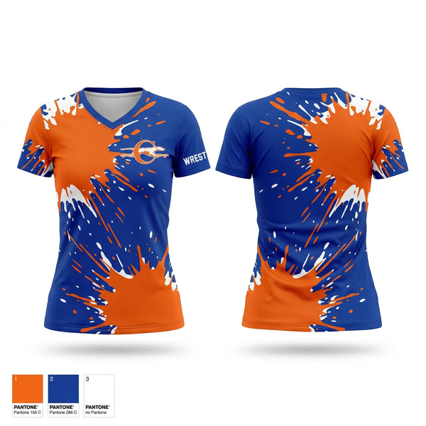 Womens Short Sleeve Vneck Shirt, Clayton High School Wrestling, Wrestling, Teamtime, Team time, sublimation, custom sports apparel, team uniforms, spirit wear, spiritwear, sports uniforms, custom shirts, team store, custom team store, fundraiser sports, apparel fundraiser