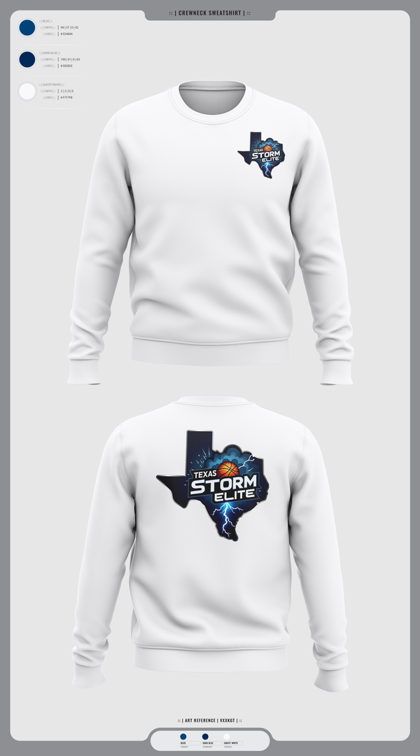 Crew Neck Sweatshirt, Texas Storm, Men's Basketball, Teamtime, Team time, sublimation, custom sports apparel, team uniforms, spirit wear, spiritwear, sports uniforms, custom shirts, team store, custom team store, fundraiser sports, apparel fundraiser