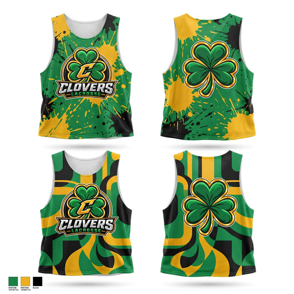 Mens Lacrosse Pinnie, Clovers Lacrosse Club, Men's Lacrosse, Teamtime, Team time, sublimation, custom sports apparel, team uniforms, spirit wear, spiritwear, sports uniforms, custom shirts, team store, custom team store, fundraiser sports, apparel fundraiser