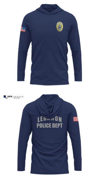 Long Sleeve hooded sunshirt, Lebanon Police Department, Police, Teamtime, Team time, sublimation, custom sports apparel, team uniforms, spirit wear, spiritwear, sports uniforms, custom shirts, team store, custom team store, fundraiser sports, apparel fundraiser