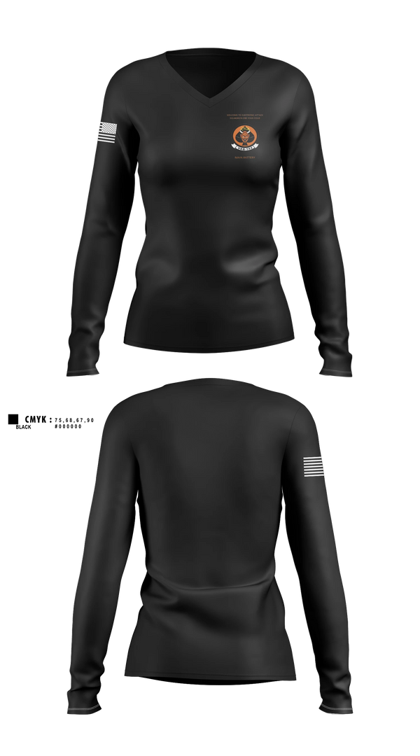 Womens Long Sleeve Vneck Shirt, VAQ-144, Navy, Teamtime, Team time, sublimation, custom sports apparel, team uniforms, spirit wear, spiritwear, sports uniforms, custom shirts, team store, custom team store, fundraiser sports, apparel fundraiser