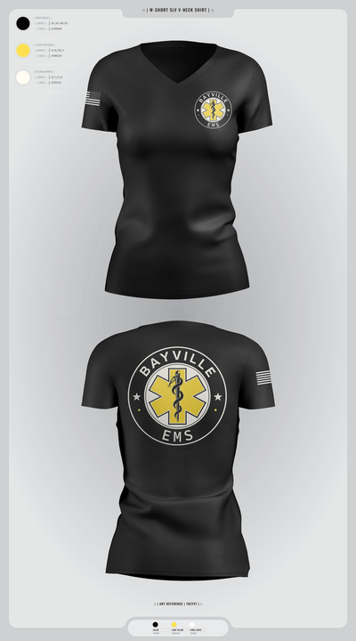 Bayville EMS 33785982 Women's Short Sleeve V-neck Shirt - 1