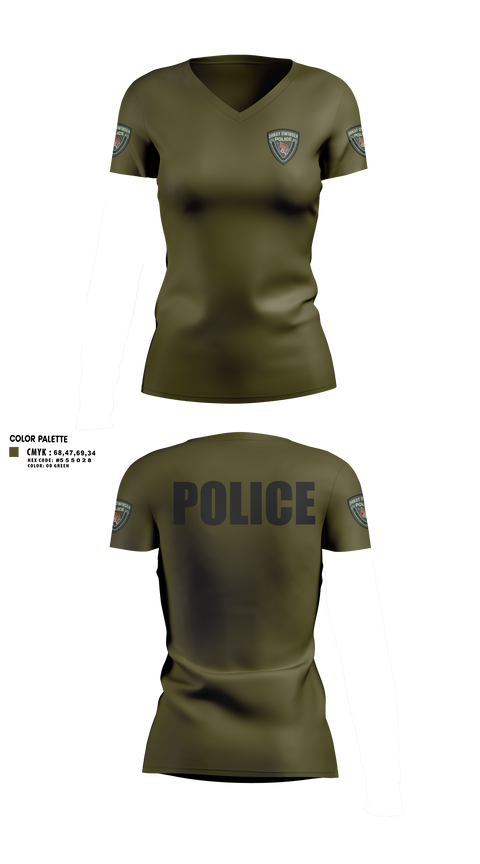 Womens Short Sleeve Vneck Shirt, Ohkay Owingeh Police Department, Police, Teamtime, Team time, sublimation, custom sports apparel, team uniforms, spirit wear, spiritwear, sports uniforms, custom shirts, team store, custom team store, fundraiser sports, apparel fundraiser