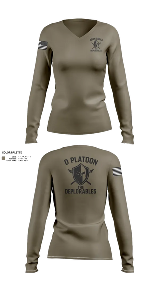 Womens Long Sleeve Vneck Shirt, D Platoon, Police, Teamtime, Team time, sublimation, custom sports apparel, team uniforms, spirit wear, spiritwear, sports uniforms, custom shirts, team store, custom team store, fundraiser sports, apparel fundraiser