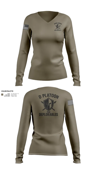 D Platoon 37319682 Women's Long Sleeve V-neck Shirt - 101