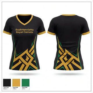 Womens Short Sleeve Vneck Shirt, Rush-Henrietta Royal Comets, Women's Lacrosse, Teamtime, Team time, sublimation, custom sports apparel, team uniforms, spirit wear, spiritwear, sports uniforms, custom shirts, team store, custom team store, fundraiser sports, apparel fundraiser