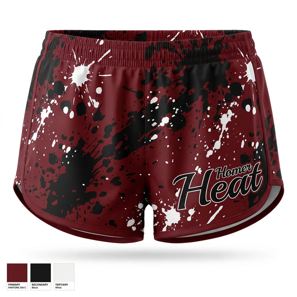 Womens Shorts, Homer Heat, Softball, Teamtime, Team time, sublimation, custom sports apparel, team uniforms, spirit wear, spiritwear, sports uniforms, custom shirts, team store, custom team store, fundraiser sports, apparel fundraiser