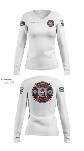 Womens Long Sleeve Vneck Shirt, Gallatin Fire Department Station 4, Fire Department, Teamtime, Team time, sublimation, custom sports apparel, team uniforms, spirit wear, spiritwear, sports uniforms, custom shirts, team store, custom team store, fundraiser sports, apparel fundraiser
