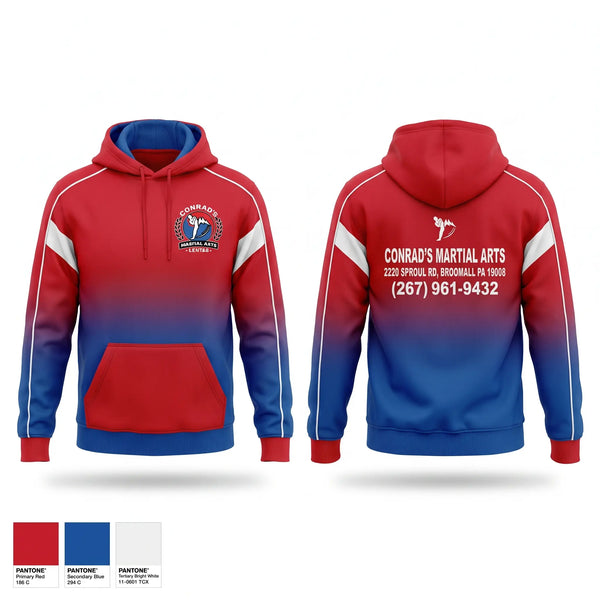 Hoodie, Conrad’s Martial Arts Center, Spirit Store, Teamtime, Team time, sublimation, custom sports apparel, team uniforms, spirit wear, spiritwear, sports uniforms, custom shirts, team store, custom team store, fundraiser sports, apparel fundraiser