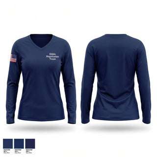 Womens Long Sleeve Vneck Shirt, Crisis Negotiation Team, Police, Teamtime, Team time, sublimation, custom sports apparel, team uniforms, spirit wear, spiritwear, sports uniforms, custom shirts, team store, custom team store, fundraiser sports, apparel fundraiser