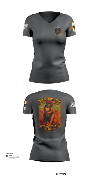 Womens Short Sleeve Vneck Shirt, SCC 10th Field Hospital, , Teamtime, Team time, sublimation, custom sports apparel, team uniforms, spirit wear, spiritwear, sports uniforms, custom shirts, team store, custom team store, fundraiser sports, apparel fundraiser