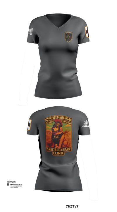 SCC 10th Field Hospital 86139824 Women's Short Sleeve V-neck Shirt - 102