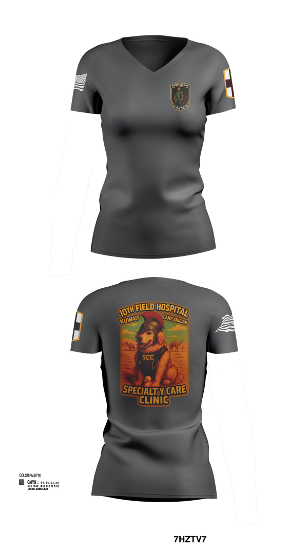 Womens Short Sleeve Vneck Shirt, SCC 10th Field Hospital, , Teamtime, Team time, sublimation, custom sports apparel, team uniforms, spirit wear, spiritwear, sports uniforms, custom shirts, team store, custom team store, fundraiser sports, apparel fundraiser