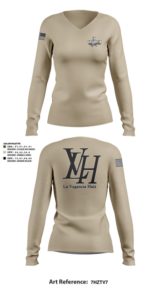Womens Long Sleeve Vneck Shirt, La Vagancia Hats, , Teamtime, Team time, sublimation, custom sports apparel, team uniforms, spirit wear, spiritwear, sports uniforms, custom shirts, team store, custom team store, fundraiser sports, apparel fundraiser