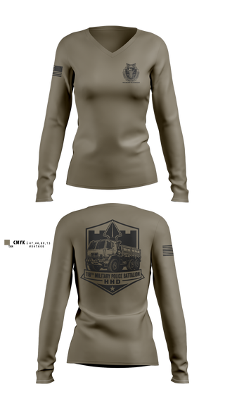Womens Long Sleeve Vneck Shirt, 118th Military Police Battalion, National Guard, Teamtime, Team time, sublimation, custom sports apparel, team uniforms, spirit wear, spiritwear, sports uniforms, custom shirts, team store, custom team store, fundraiser sports, apparel fundraiser