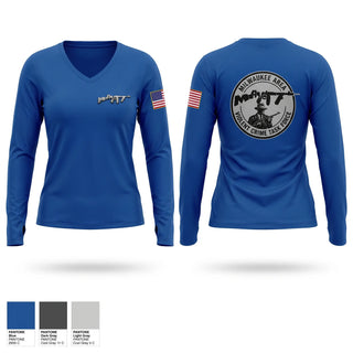 Womens Long Sleeve Vneck Shirt, Milwaukee Area Violent Crime Task Force, Police, Teamtime, Team time, sublimation, custom sports apparel, team uniforms, spirit wear, spiritwear, sports uniforms, custom shirts, team store, custom team store, fundraiser sports, apparel fundraiser
