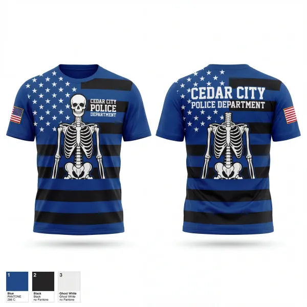 Old School Cotton Feel Shirt, Cedar City Police Department, Police, Teamtime, Team time, sublimation, custom sports apparel, team uniforms, spirit wear, spiritwear, sports uniforms, custom shirts, team store, custom team store, fundraiser sports, apparel fundraiser