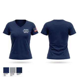 Womens Short Sleeve Vneck Shirt, Hartford Firefighters Retirees, Fire Department, Teamtime, Team time, sublimation, custom sports apparel, team uniforms, spirit wear, spiritwear, sports uniforms, custom shirts, team store, custom team store, fundraiser sports, apparel fundraiser