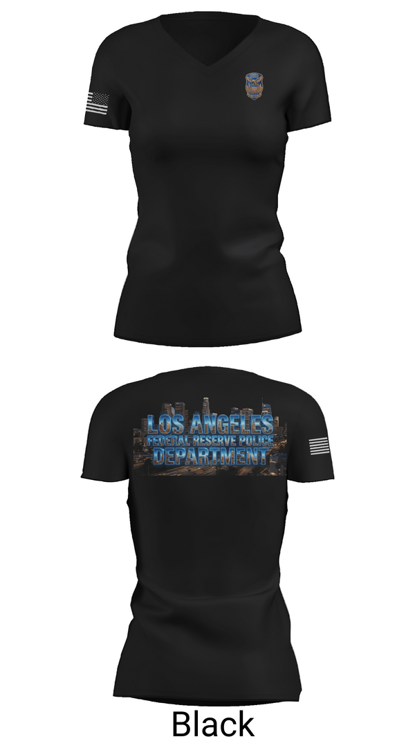 Womens Short Sleeve Vneck Shirt, Federal Reserve Police DTLA, Police, Teamtime, Team time, sublimation, custom sports apparel, team uniforms, spirit wear, spiritwear, sports uniforms, custom shirts, team store, custom team store, fundraiser sports, apparel fundraiser