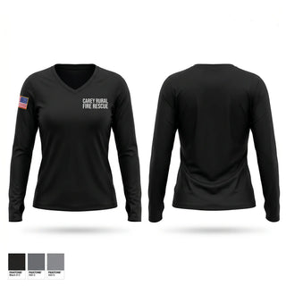 Womens Long Sleeve Vneck Shirt, Carey Rural Fire & Rescue, Fire Department, Teamtime, Team time, sublimation, custom sports apparel, team uniforms, spirit wear, spiritwear, sports uniforms, custom shirts, team store, custom team store, fundraiser sports, apparel fundraiser