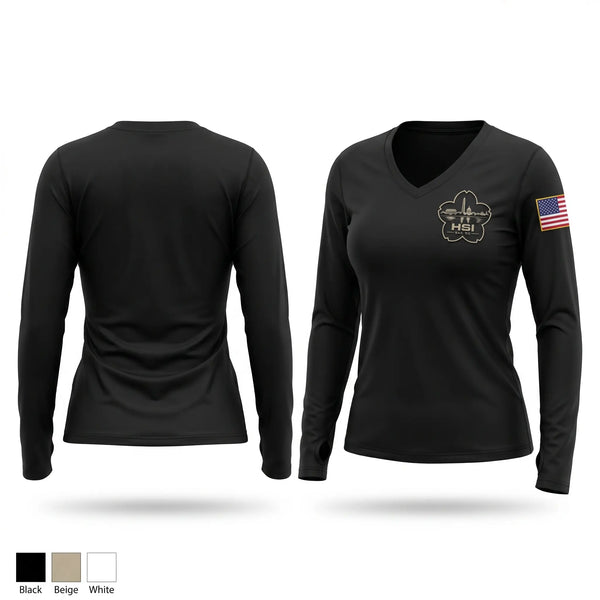 Womens Long Sleeve Vneck Shirt, HSI SAC DC, Police, Teamtime, Team time, sublimation, custom sports apparel, team uniforms, spirit wear, spiritwear, sports uniforms, custom shirts, team store, custom team store, fundraiser sports, apparel fundraiser