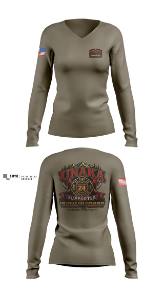 Womens Long Sleeve Vneck Shirt, Unaka Volunteer Fire Department, Fire Department, Teamtime, Team time, sublimation, custom sports apparel, team uniforms, spirit wear, spiritwear, sports uniforms, custom shirts, team store, custom team store, fundraiser sports, apparel fundraiser